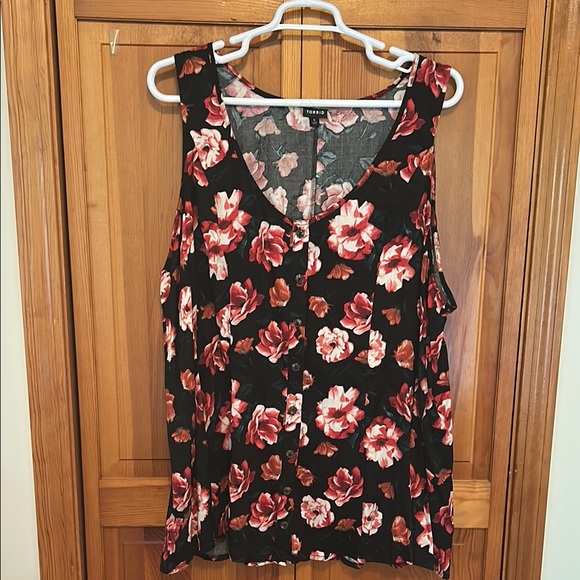 Torrid Fit and Flare Challis Floral Button Front Sleeveless Tank Top New 5x - Picture 1 of 9